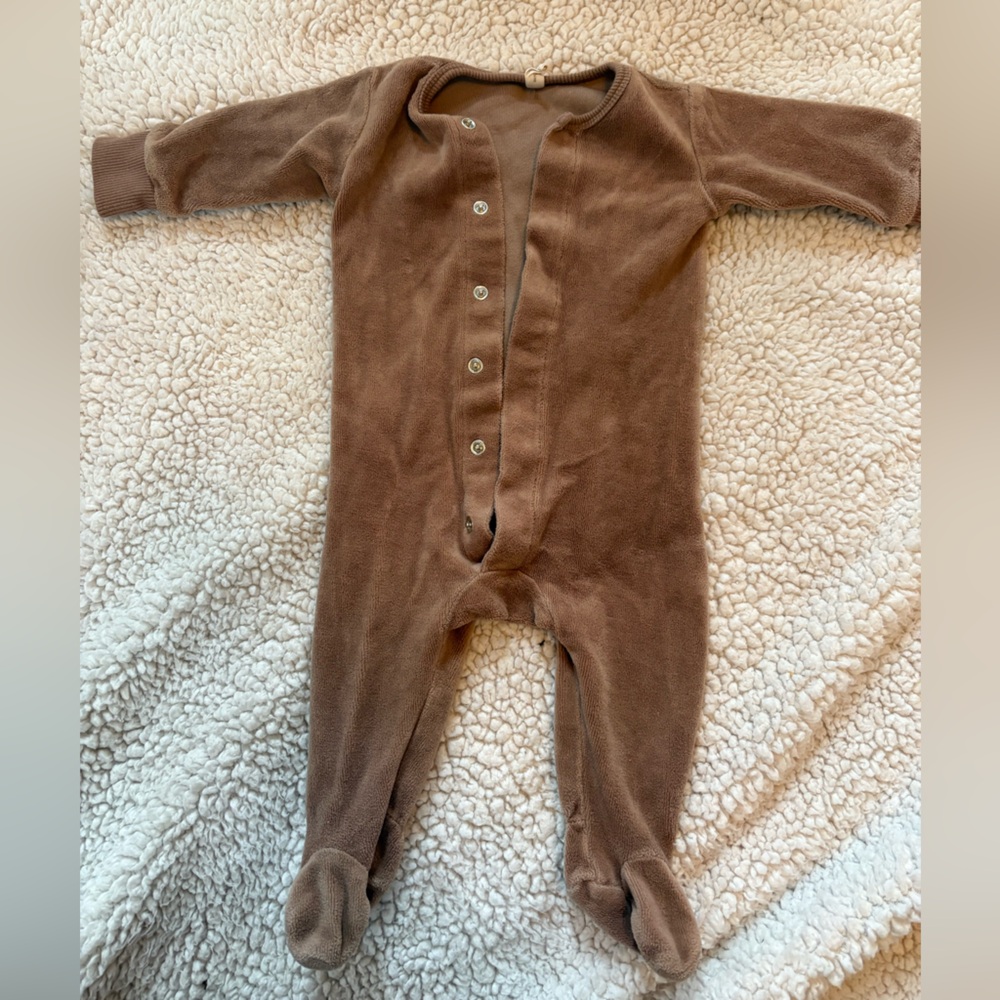 Quincy Mae Brown Velour Baby Footie
